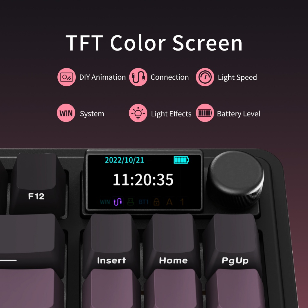 Ajazz AK870 PLUS Bàn phím cơ ba chế độ Màn hình màu TFT 8000mAh Pin RGB Bàn phím chơi game Phụ kiện PC tùy chỉnh | BigBuy360 - bigbuy360.vn