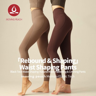 MOVING PEACH Quần tập thể dục cạp cao Quần legging tập Yoga có túi Quần định hình eo CLQ