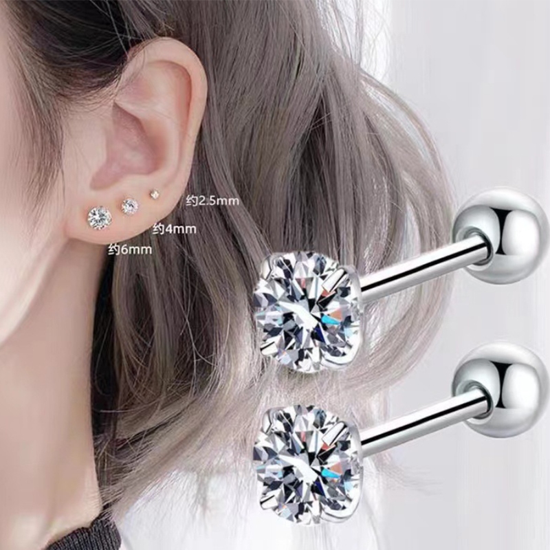 Bingo Bông tai zircon thép Hàn Quốc phong cách đơn giản dành cho bé gái