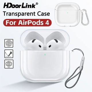 Vỏ bảo vệ trong suốt HdoorLink cho Airpods 4 (2024) TPU mềm Vỏ bảo vệ tai nghe có Carabiner