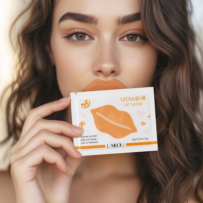Mặt nạ mắt LAIKOU Vitamin C Giảm quầng thâm Dưỡng ẩm Mặt nạ môi mịn màng Tăng cường độ đàn hồi 10 chiếc