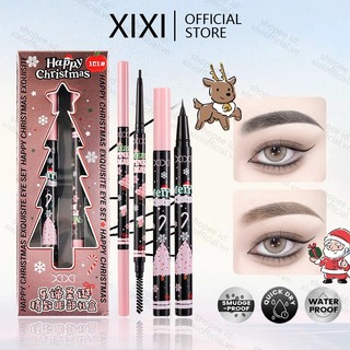 Xixi Make up Eyeliner And Eyebrow 2IN1 Bộ Bút kẻ mắt dạng lỏng dày không thấm nước Bộ trang điểm lông mày Khối lượng lâu trôi Bộ kẻ lông mày Giáng sinh NO.D845