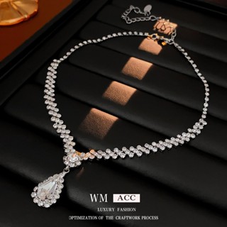 Vòng cổ dây chuyền, mặt dây chuyền hình giọt nước, được trang trí bằng kim cương, sang trọng, cao cấp, thời trang châu Âu và Mỹ, dành cho nữ.