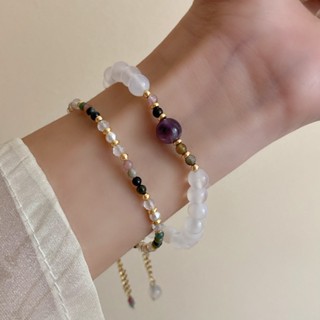  Drejew Vòng tay pha lê ngọc trai bằng đá tự nhiên 18K vàng thật 