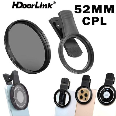 Hdoorlink Universal 52mm Bộ lọc CPL Bộ lọc kẹp Bộ lọc ống kính điện thoại có thể điều chỉnh Bộ lọc ống kính 52mm