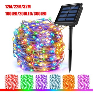 Đèn năng lượng mặt trời 32M / 22M / 12M / 7M Đèn LED dây cổ tích Đèn chống nước 8 chế độ chiếu sáng Dây đèn cho sân vườn Cây hiên Trang trí tiệc cưới Quà tặng Giáng sinh năm mới