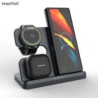 Trạm sạc không dây cho Samsung Bộ sạc 3 trong 1 cho Galaxy Watch 7 / 6 / 5 / 4 / 3 / Active S25 S24 S23 Ultra Note20 Z Flip 5 Fold Galaxy Buds