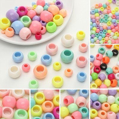 6-20mm Kem Màu Lỗ Lớn Hạt Màu Acrylic Hạt DIY Handmade Phụ Kiện Trang Sức