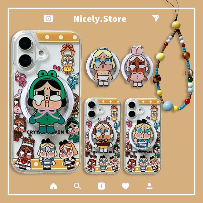 Hoạt Hình POP MART Crybaby Giá Đỡ Ốp lưng Tương Thích Cho iPhone 16 15 14 13 12 11 Pro Max Chain Acr