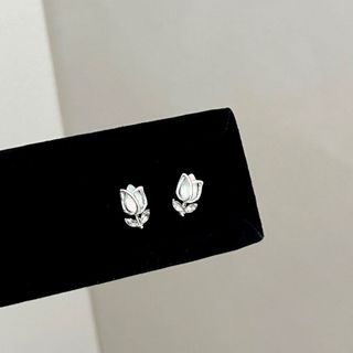 Bông tai hoa tulip kim cương thời trang Hàn Quốc nữ màu bạc ins quà tặng sinh nhật sinh viên