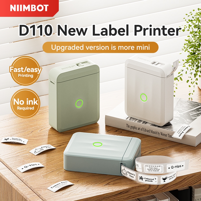 Niimbot D110 Phiên bản nâng cấp Máy tạo nhãn Mini có băng Máy in nhiệt Bluetooth di động