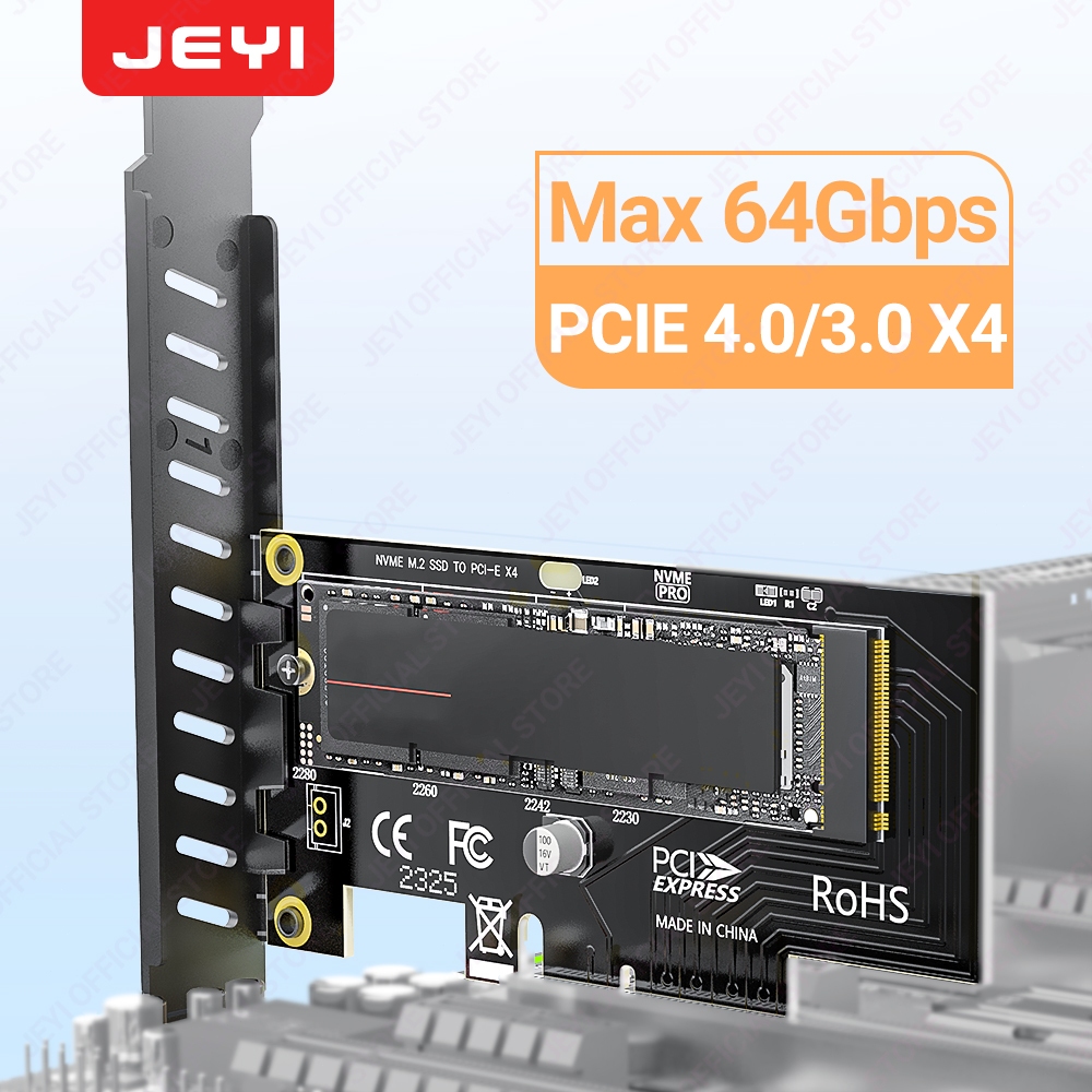 JEYI Thẻ Chuyển Đổi M.2 NVMe sang PCIe 4.0 X4, 64Gbps, Mở Rộng cho PC, PCIe Gen4 Full Speed SK4