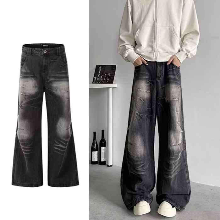 Quần jean Baggy nam Retro dáng rộng quần jean nam Quần jean ống rộng quần jean baggy nữ Quần jean ốn
