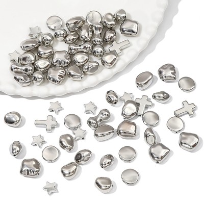 10-20 miếng Rhodium Mạ CCB Rời Không Gian Hạt Quyến Rũ Cho Vòng Cổ Vòng Tay Bông Tai DIY Trang Sức Làm Hạt