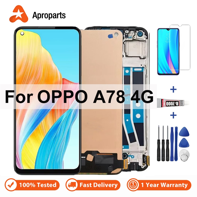 OPPO A78 4G CPH2565 Màn hình LCD cảm ứng, bảng điều khiển kèm khung