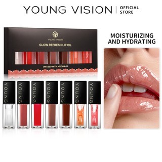 YOUNG VISION Bộ dầu môi gương 7 màu, Son môi dạng lỏng Plump Lip, Son bóng dưỡng ẩm và dưỡng ẩm
