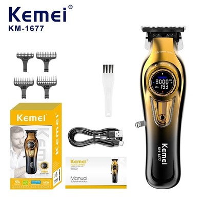Kemei Sạc Cắt Tóc Cắt Tóc Điện Không Dây Tông Đơ Cắt Tóc Nam Chuyên Nghiệp 8000RPM KM-1677