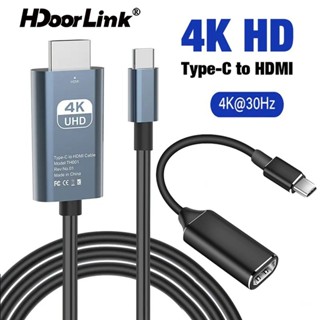 Cáp chuyển đổi HdoorLink Type C sang HDMI USB C 4K 30Hz HDTV Cáp chuyển đổi cho máy chiếu PC Máy tính xách tay Máy tính bảng Cáp HDMI