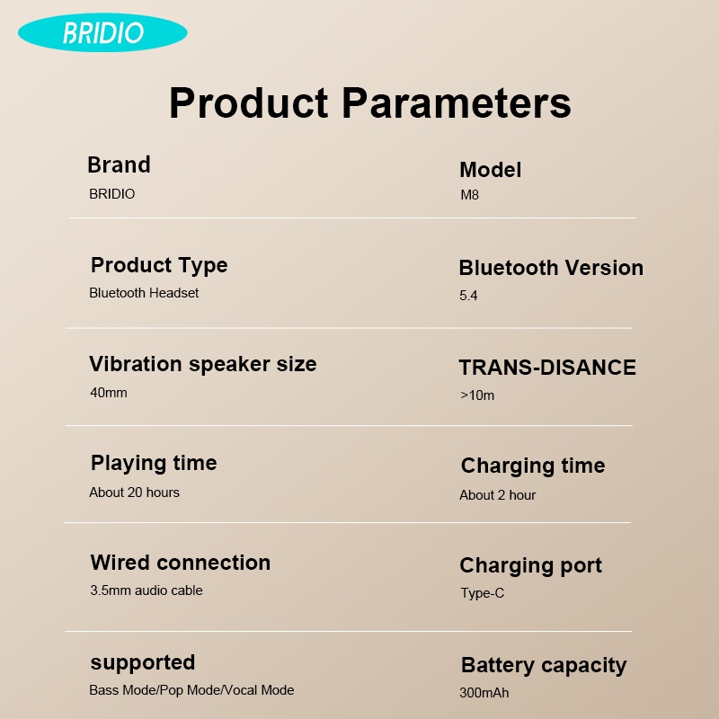 Bridio M8 Tai nghe Bluetooth ANC chống ồn độ trễ thấp cho game chế độ kết nối kép hỗ trợ cuộc gọi thoại | BigBuy360 - bigbuy360.vn