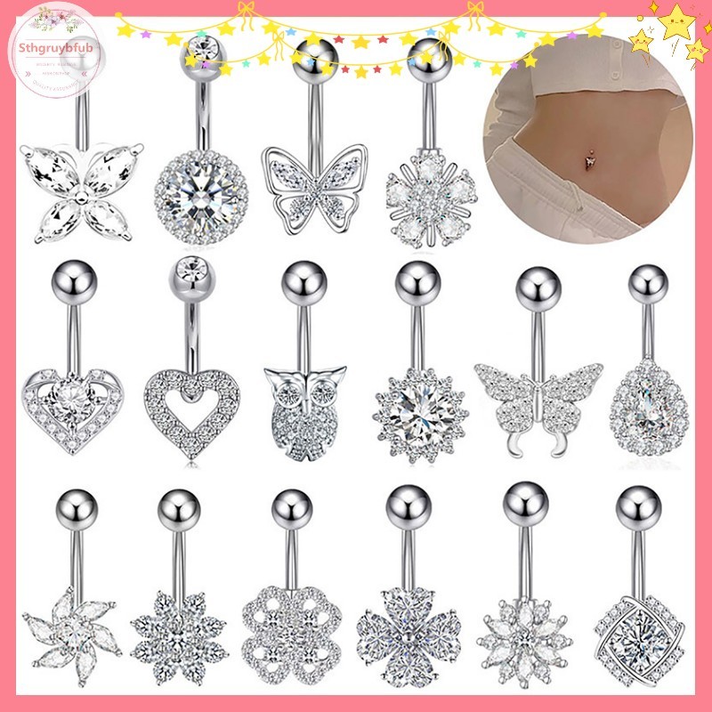 Sthb Cá Tính Gợi Cảm Trái Tim Bụng Nút Nhẫn Nữ Cô Gái Pha Lê Zircon Bụng Rốn Nhẫn Trang Sức Cơ Thể VN