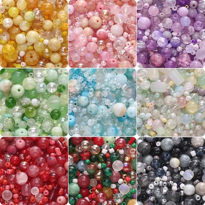 30g / túi [3-12mm] Hạt Thủy Tinh Hỗn Hợp Ngẫu Nhiên Hỗn Hợp Hạt Tròn DIY Nhiều Màu Sắc Hạt Phụ Kiện Vòng Cổ Vòng Tay Phụ Kiện