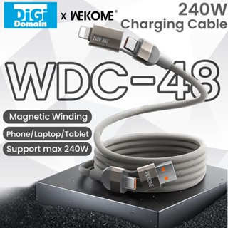 Digi × Wekome 240W 4 trong 1 Cáp sạc cuộn dây từ tính Cáp dữ liệu siêu nhanh 4 trong 1 E-Marker 1m USB-A Type-C hỗ trợ cho Macbook Air Pro ipad iphone 15 16 Pro Max 14 Puls 13 plus 12 phút