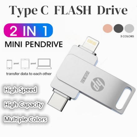 Ổ đĩa Flash HP 1TB Otg Type C Pendeive 512GB Usb TypeC Otg cho Usb Otg iPhone Pendrive Storage