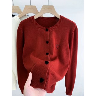  YAYUAN Cổ Tròn Dệt Kim Cardigan Nữ Phong Cách Mới Thêu Trái Tim Phù Hợp Với Phong Cách Phương Tây Áo Khoác Nhỏ 