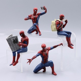  4 Cái   bộ 7-8cm The Avengers Siêu Anh Hùng Người Nhện Đọc Báo Peter Benjamin Parker Q Phiên Bản PVC Nhân Vật Hành Động Mô Hình Đồ Chơi Búp Bê 