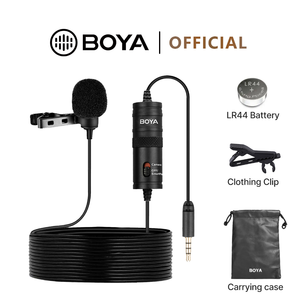 BOYA BY-M1 mic thu âm cài áo 3,5 mm dành cho điện thoại thông minh, máy ảnh…