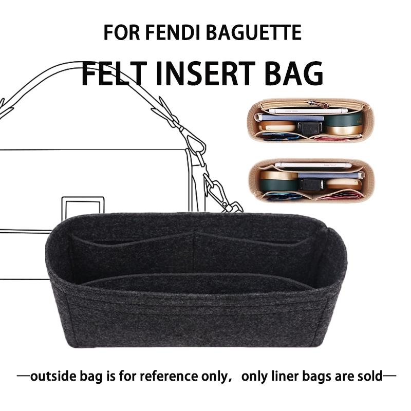 Túi chèn nỉ cho FENDI BAGUETTE túi lưu trữ Túi nỉ đơn giản bên trong túi đựng mỹ phẩm