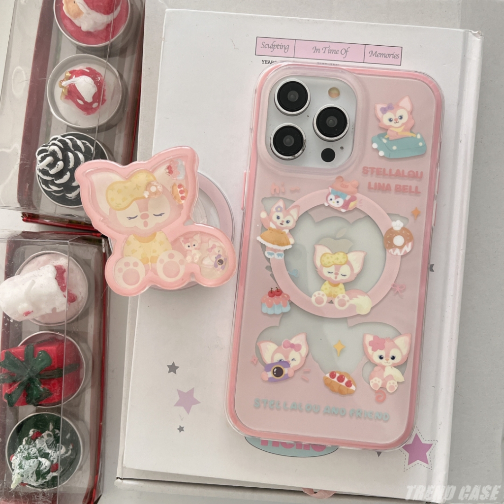 Phim hoạt hình Disney LinaBell Giá đỡ từ tính Vỏ điện thoại cho iPhone 16 15 14 13 Pro Max Vỏ chống 