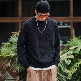 Mùa Thu Đông 2024 Màu Trơn Rời Áo Nam Thiết Kế Cảm Giác Hợp Thời Trang Cổ Tròn Top Áo Chui Đầu Áo Khoác Ngoài Nam