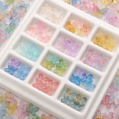 Beadia 9mm 80 miếng Acrylic Bốn Cánh Hoa Chấm Vàng Hạt Cho DIY Trang Sức Vòng Cổ Và Vòng Tay Làm