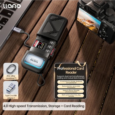Đầu đọc thẻ SD tốc độ cao Llano, Hộp đựng và đầu đọc thẻ SD / Micro SD 2 trong 1, Hộp đựng SD USB 3.0 Type-C UHS-II cho thẻ nhớ máy ảnh Tương thích với điện thoại Máy bay không người lái Hành động