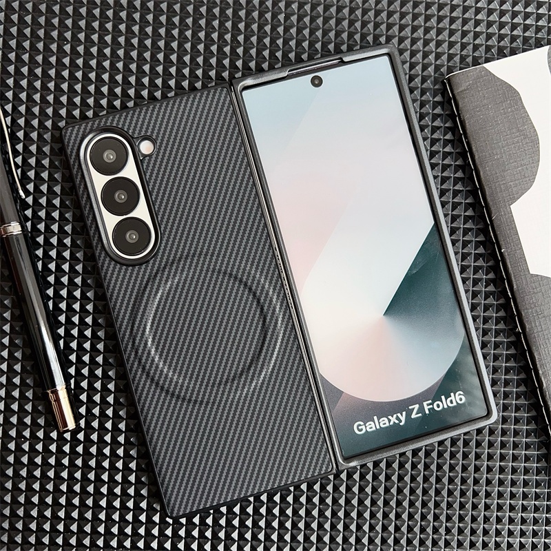 Ốp điện thoại từ tính bằng sợi Carbon Samsung Z Fold 3 4 5 6 7 Ốp điện thoại Vỏ lật màn hình gập Vỏ 