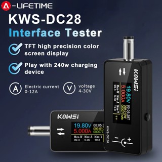 Máy kiểm tra giao diện KWS-DC28 4-30V 12A Máy kiểm tra điện áp dòng điện kỹ thuật số Vôn kế Ampe kế Máy đo công suất màn hình màu TFT với cổng DC