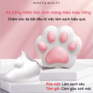[Quà tặng miễn phí] Xà phòng mèo màu hồng nhạt Honey BEAUTY Loại bỏ mụn đầu đen, làm sạch mặt