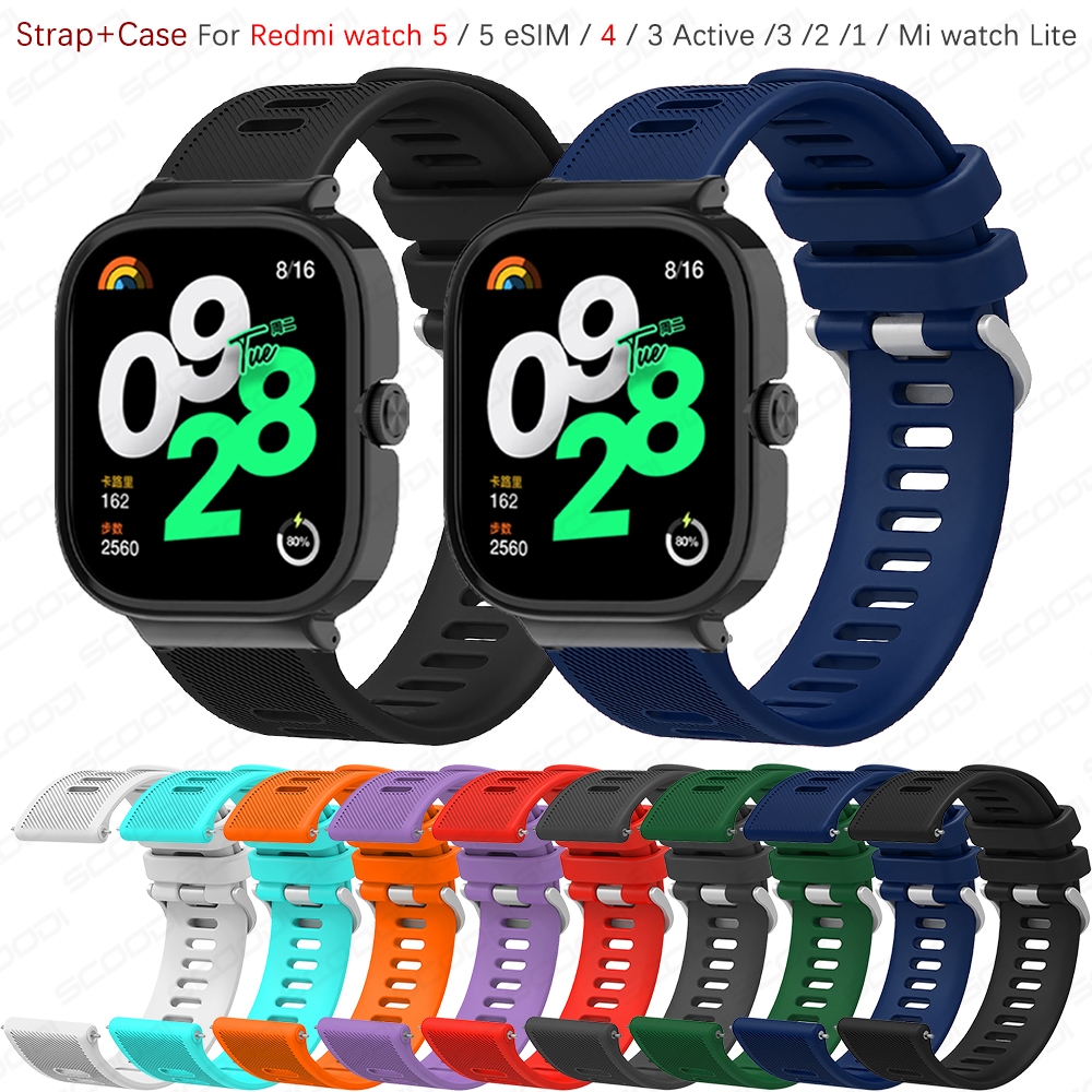 Dây đeo silicon 2in1 + Vỏ cho Redmi Watch 5 / 5 eSIM / 4 / 3 Active / 3 / 2 / 1 / Mi Watch Lite Smar