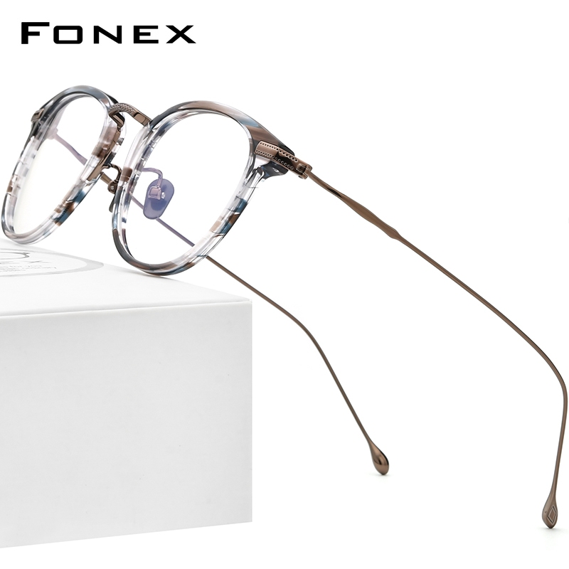 Fonex Acetate Titan Kính Khung Nam 2025 Mới Retro Vintage Vuông Kính Nữ Quang Hàn Quốc Nhật Bản Kính