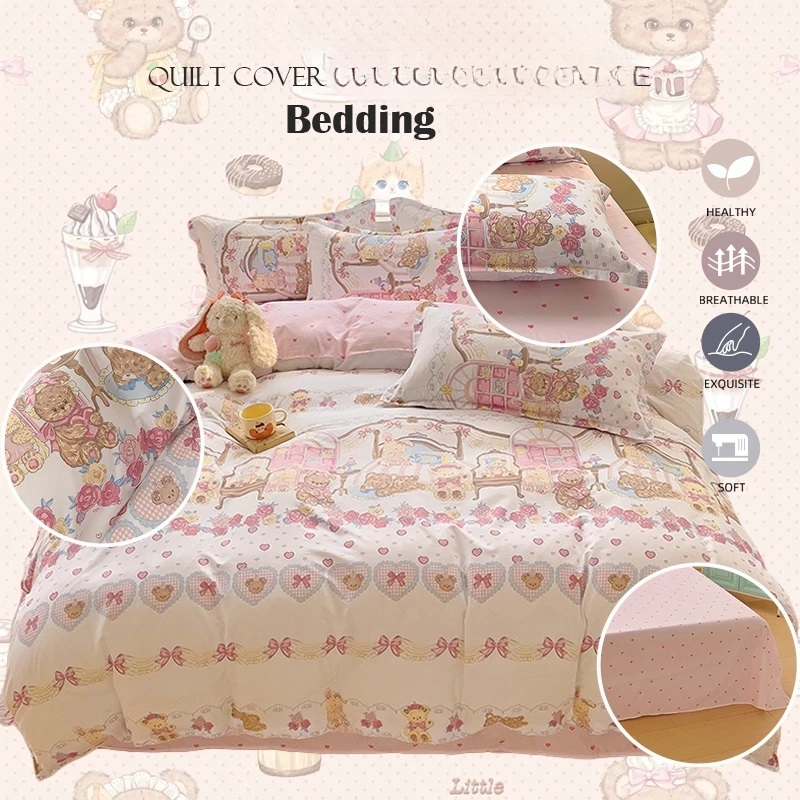 1pc Chỉ thỏ dễ thương Gấu dâu tây in Duvet Cover Dễ thương mềm Duvet Cover Giường đơn lớn