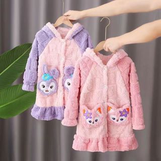 ✨Áo choàng tắm đồ mặc nhà cho bé lớn vừa có lớp nhung dày cho bé gái Đồ ngủ trẻ em Áo choàng ngủ mùa thu nhung san hô cho bé gái