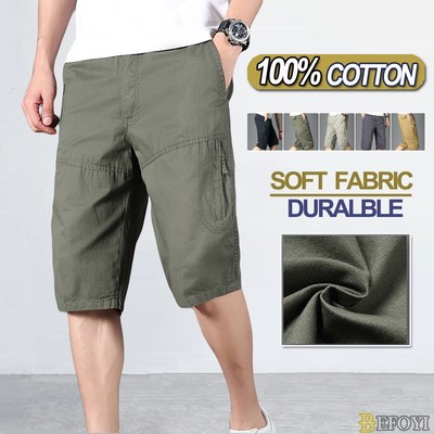 Quần Short Nam Quần Short Rời Plus Size Bố Mặc Ngoài Mùa Hè Cotton Thường Ngày Cướp Biển Quần Short Thứ Năm L-6XL BEFOYI ZXH085