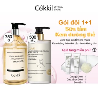 [750ml+500ml ] Cokki Chanh Sữa tắm+Sữa dưỡng thể Niacinamide Làm sáng Kem dưỡng da nuôi dưỡng sâu cho da