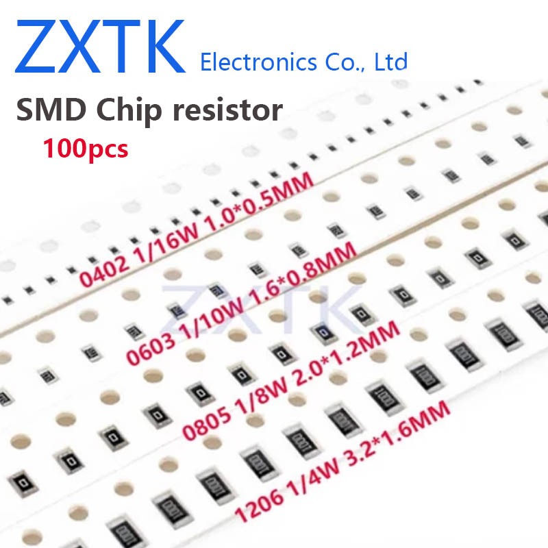 100 CÁI 0402 Điện trở chip SMD 1% ohm 1K-910K 1M-10M 10K 33K 68K 100K 110K 120K 130K 150K 180K 200K 