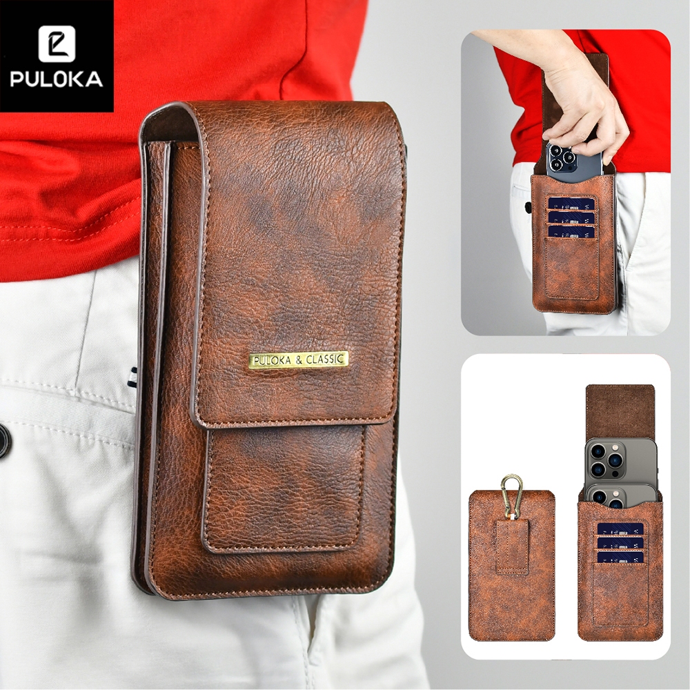 Túi Da Đeo Hông Đựng Điện Thoại 2 Ngăn Tiện Lợi bao da điện thoại đeo thắt lưng