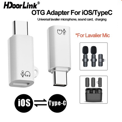 Hdoorlink 2in1 Micro Không Dây Charing adapter TypeC iOS OTG adapter Cho Không Dây Đầu Nối Micro Lavalier