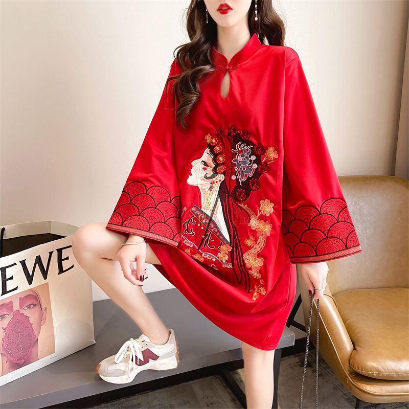 Đầm sườn xám dáng rộng dành cho nữ Váy dáng rộng phong cách Trung Quốc Qipao