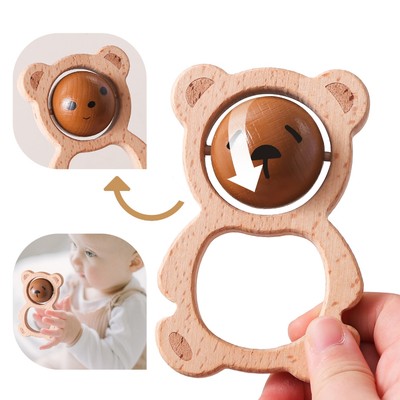 Montessori Tay Bằng Gỗ Chuông Lục Lạc Đồ Chơi Âm Nhạc Gấu Cán Bóng Đồ Chơi Cho Bé Thoải Mái
