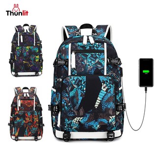 Balo đi học Thunlit cho bé trai thời trang dành cho nam học sinh trung học cơ sở in chuyển nhiệt chống thấm nước ngoài trời du lịch ngoài trời có cổng sạc USB 